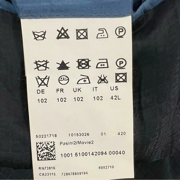 Hugo Boss Blue Micro Check Suit Jacket Blazer Coat Super 100 Modern Fit Men 42 L - Picture 10 of 12